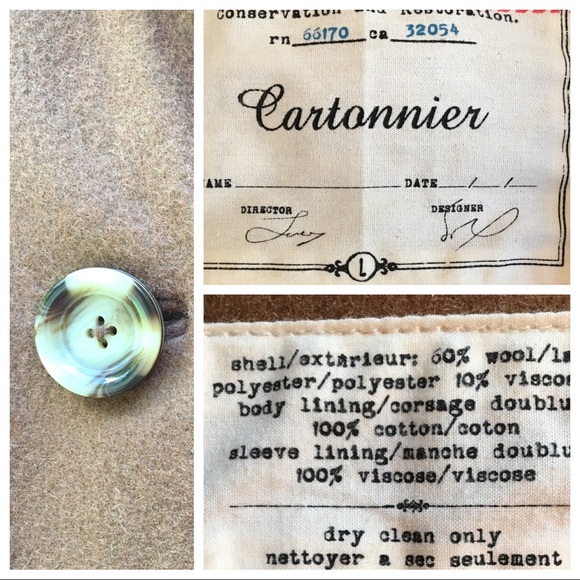 ANTHROPOLOGIE Wool Camel Brown Cocoon Topcoat - L - Picture 5 of 5